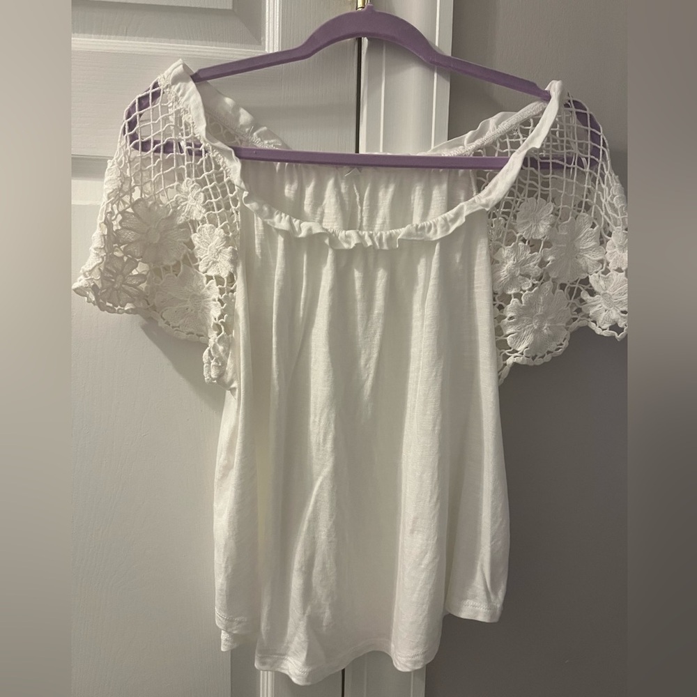 Love on a Hanger White Lace Off Shoulder Blouse